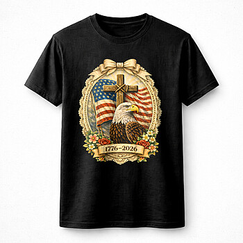Alternative view of USA 1776 2026 Patriotic – Bold Vintage Eagle Cross Digital