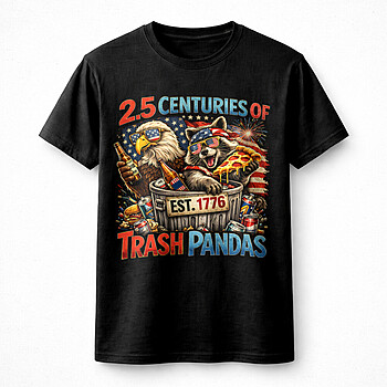 Alternative view of Trash Pandas PNG Bold Funny 4th of July Raccoon Patriotic Digital