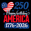 America 250 birthday design featuring patriotic USA elements, perfect for celebrating 1776 2026 Independence Day and American pride.