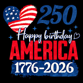 America 250 birthday design featuring patriotic USA elements, perfect for celebrating 1776 2026 Independence Day and American pride.