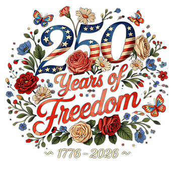 250 years freedom png bold patriotic floral butterfly design