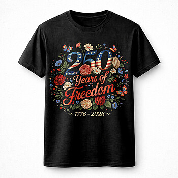Alternative view of 250 Years Freedom PNG | Bold Patriotic Floral Butterfly Design