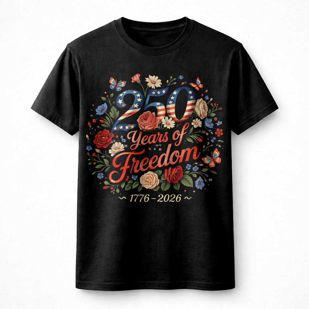 250 Years Freedom PNG | Bold Patriotic Floral Butterfly Design - Image 2