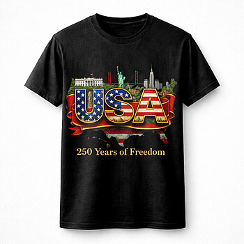 Alternative view of USA 250 Years of Freedom Patriotic American Flag Digital