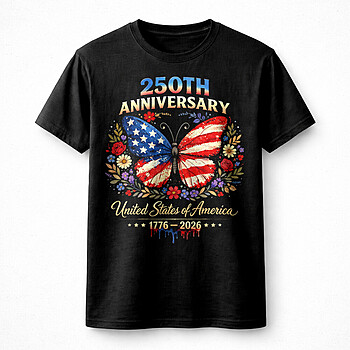Alternative view of USA Butterfly PNG | Bold Patriotic Floral 250th Anniversary Design