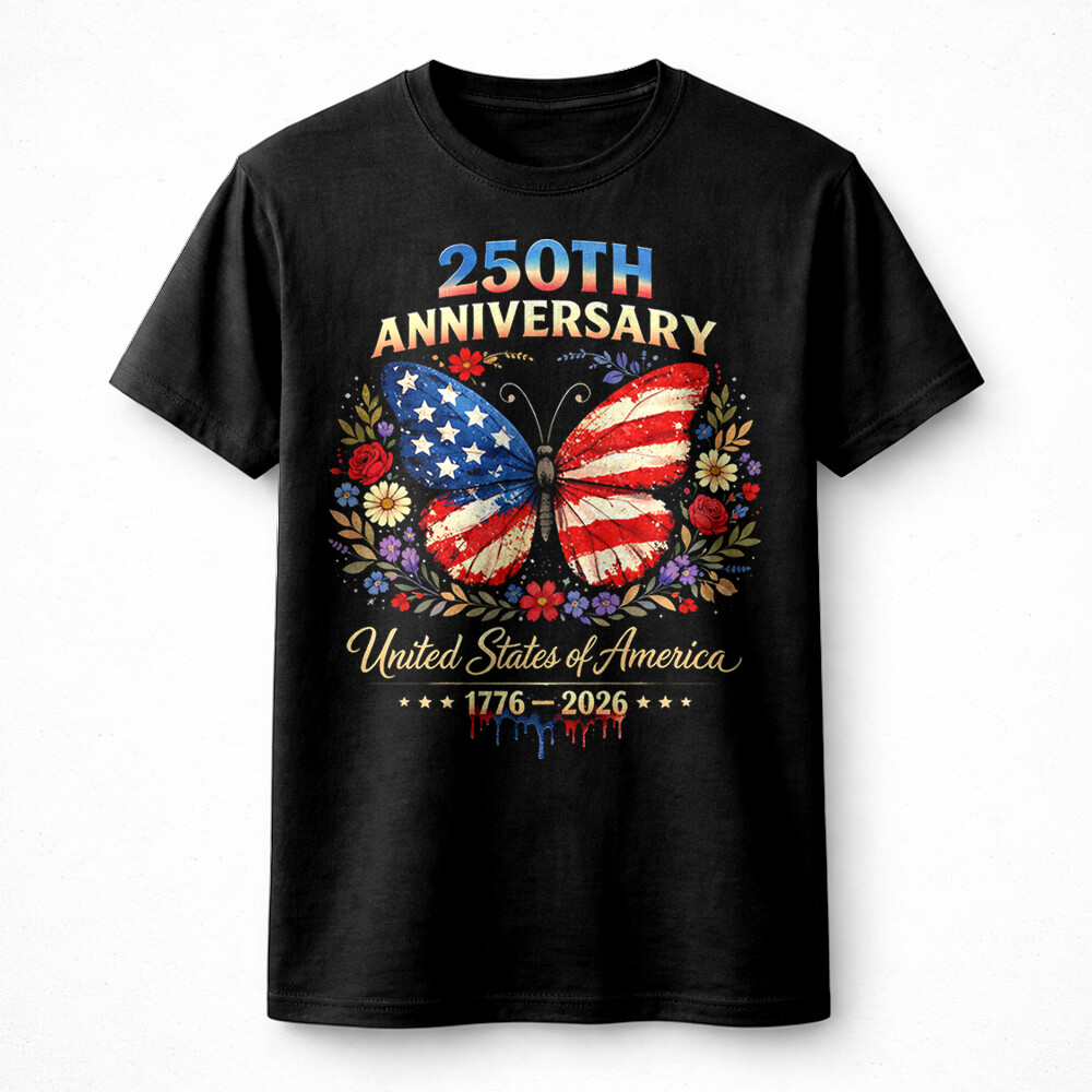 USA Butterfly PNG | Bold Patriotic Floral 250th Anniversary Design - Image 2