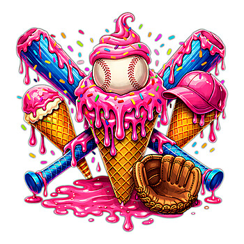 pink baseball png bold drip donut cute sports design