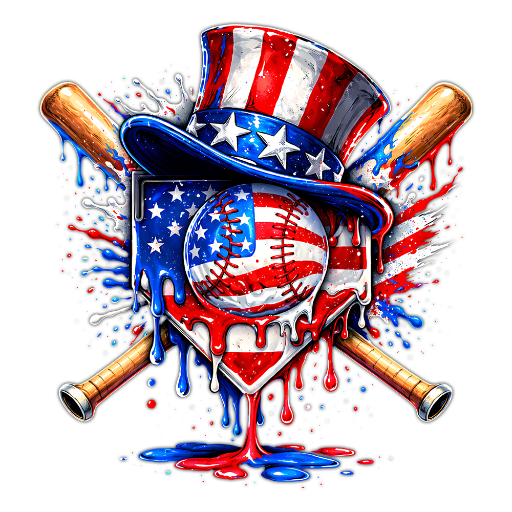 patriotic baseball png bold usa flag drip design