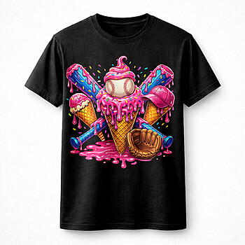 Alternative view of Pink Baseball PNG | Bold Drip Donut Cute Sports Design