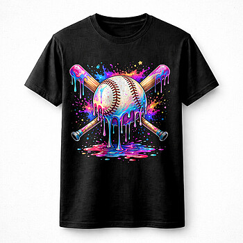 Alternative view of Baseball Drip PNG | Bold Neon Paint Sports Design