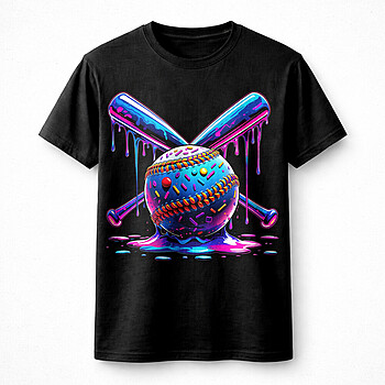 Alternative view of Baseball Drip PNG | Bold Colorful Baseball Bat Splash Design