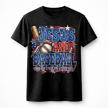 Alternative view of Jesus Baseball PNG | Bold Christian Baseball Patriotic Design