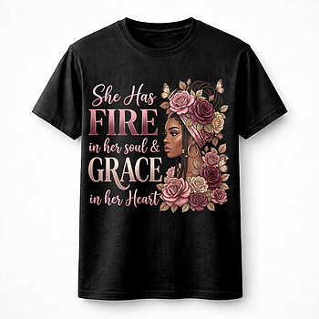 Alternative view of Fire Grace PNG | Bold Inspirational Woman Floral Quote Design