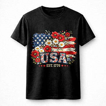 Alternative view of USA Floral PNG | Bold Patriotic Flower American Flag Design