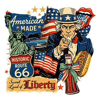 American Made Route 66 Patriotic Uncle Sam Vintage USA