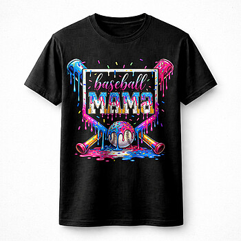 Alternative view of Amazing Baseball Mama PNG, Neon Drip Bat Ball Colorful Sports Mom Design