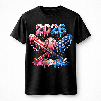 Alternative view of Best 2026 Baseball USA Flag PNG, Patriotic Dripping Bat Sports Design