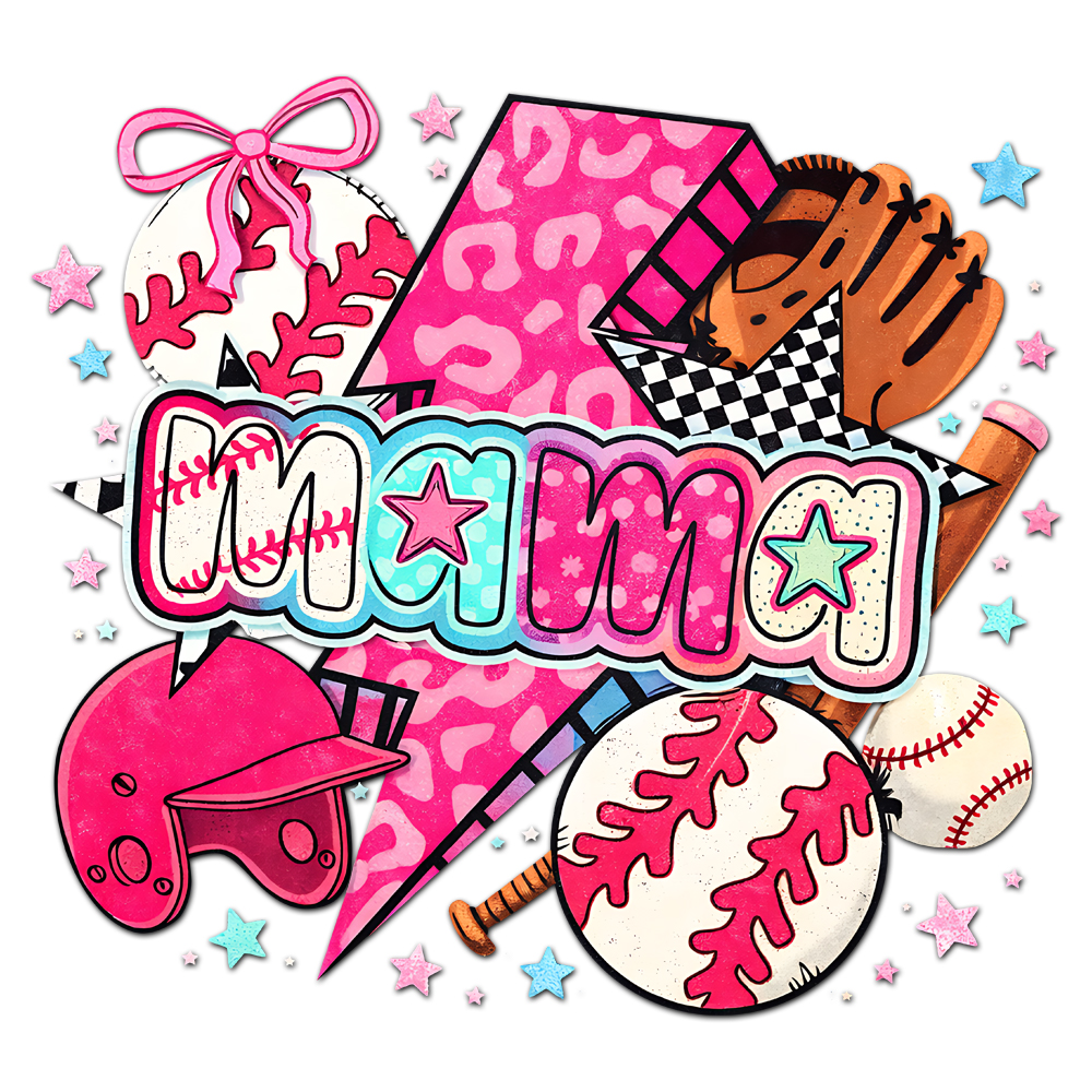 baseball mama png pink