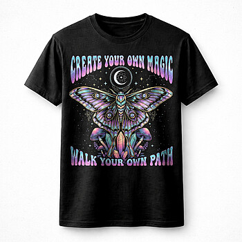 Alternative view of Create Your Own Magic PNG, Witchy Moth Spiritual Aesthetic Quote Design