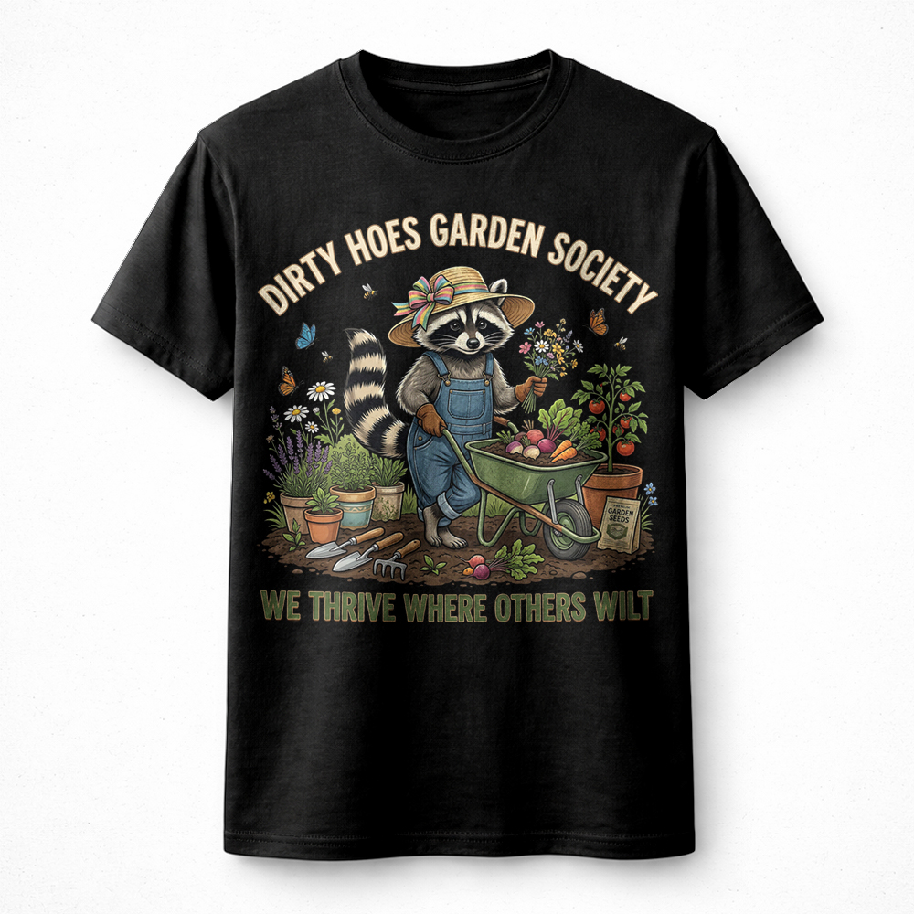 Dirty Hoes Garden Society PNG, Funny Raccoon Gardening Aesthetic Design - Image 2