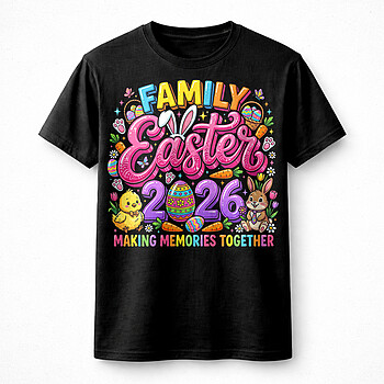 Alternative view of Best Family Easter 2026 PNG, Bunny Chick Eggs Making Memories Together Design