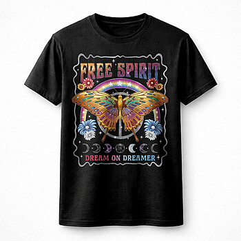 Alternative view of Free Spirit Butterfly PNG, Boho Rainbow Moon Phases Dreamer Aesthetic Design