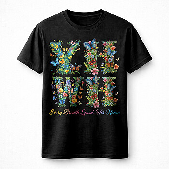 Alternative view of YHWH Floral Letters PNG | Bold Christian Typography Design