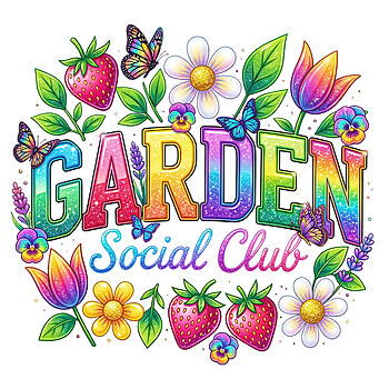 garden social club png floral cute gardening aesthetic strawberry flower design