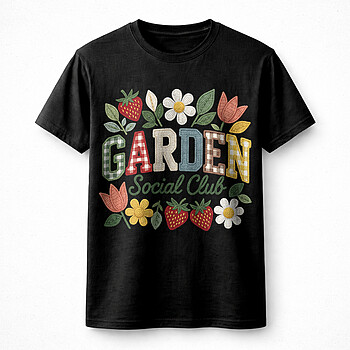 Alternative view of Best Garden Social Club Patch PNG, Vintage Floral Strawberry Gardening Design