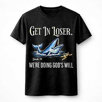 Alternative view of Best Get In Loser We’re Doing God’s Will PNG, Funny Christian Jonah Whale Bible Humor Design