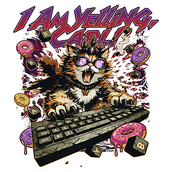 i am yelling cat png funny angry cat keyboard meme donut chaos design