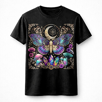 Alternative view of Best Mystical Moth Crystal PNG, Moon Witchy Floral Aesthetic Spiritual Design