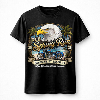 Alternative view of Bold Panama City Beach Spring Run 2026 PNG Epic Biker Eagle Design