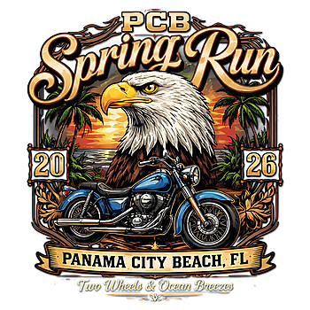 pcb spring run 2026 png motorcycle eagle panama city beach biker design