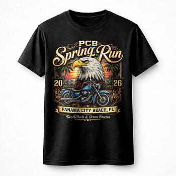 Alternative view of Best PCB Spring Run 2026 PNG, Motorcycle Eagle Panama City Beach Biker Design