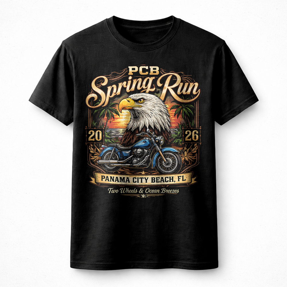 Best PCB Spring Run 2026 PNG, Motorcycle Eagle Panama City Beach Biker Design - Image 2