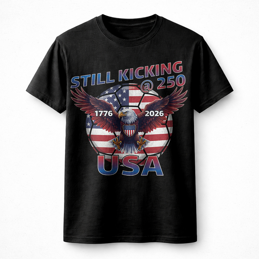 Best usa still kicking 250 soccer png – Vintage Patriotic Football Graphic - Image 2