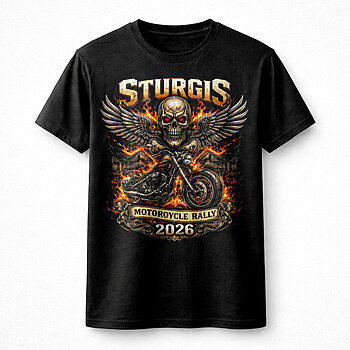 Alternative view of Bold sturgis skull motorcycle rally 2026 png biker fire flaming skull design