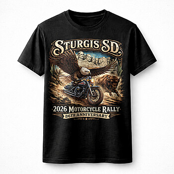 Alternative view of Best Sturgis SD Motorcycle 86th Anniversary PNG Eagle Biker Design