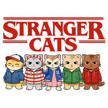 stranger cats parody png funny retro hoodie cats design