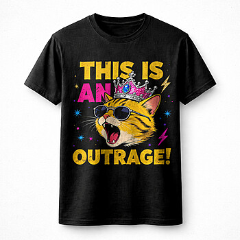 Alternative view of This Is An Outrage Distressed PNG | Vintage Grunge Cat File