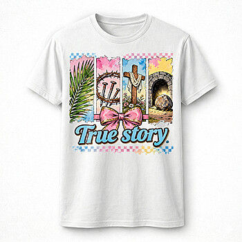 Alternative view of Best True Story Easter Christian PNG, Resurrection Cross Crown Empty Tomb Faith Design