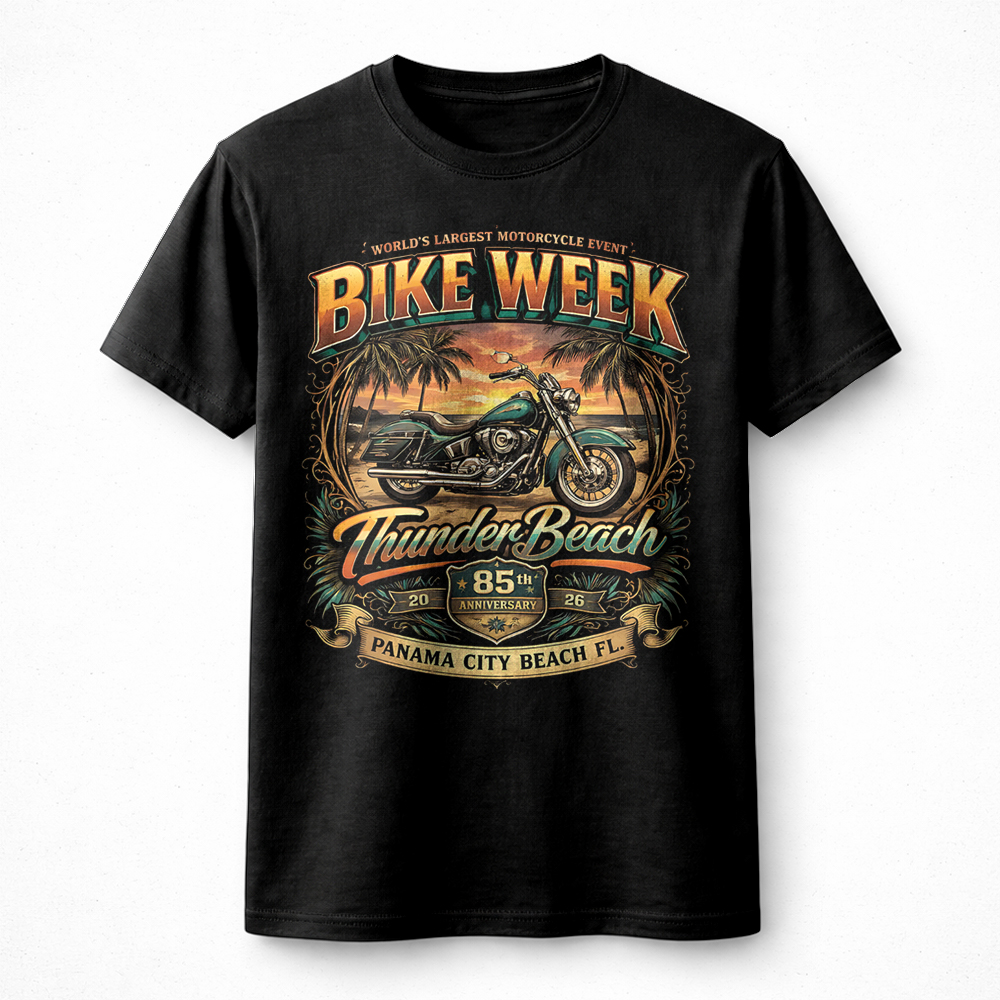 Best Bike Week Thunder Beach PNG – Vintage Motorcycle Panama City Beach Design - Image 2
