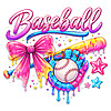 Ultimate Baseball Bow Melting PNG with vibrant pink icing, sprinkles, and coquette bow for POD sellers