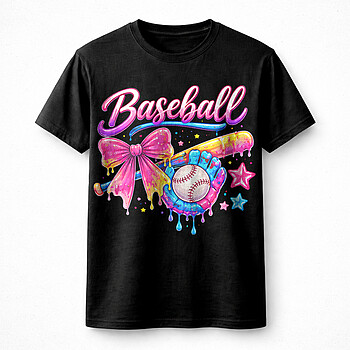 Alternative view of Baseball Bow Melting PNG | Ultimate Vibrant Coquette File