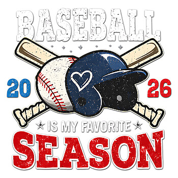 Vintage Baseball Favorite Season 2026 PNG with distressed helmet and bats for sports fan apparel