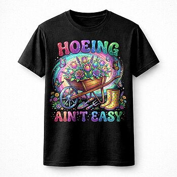 Alternative view of Hoeing Aint Easy PNG | Hilarious Retro Gardening Art