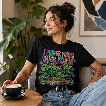 Alternative view of Retro Plant Lover PNG for Introverts - Stunning Design