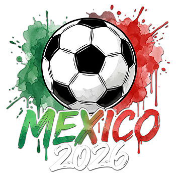 Vibrant watercolor Mexico 2026 Soccer PNG design optimized for apparel