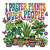 A vibrant retro plant lover png featuring various potted plants with sunglasses and colorful psychedelic typography